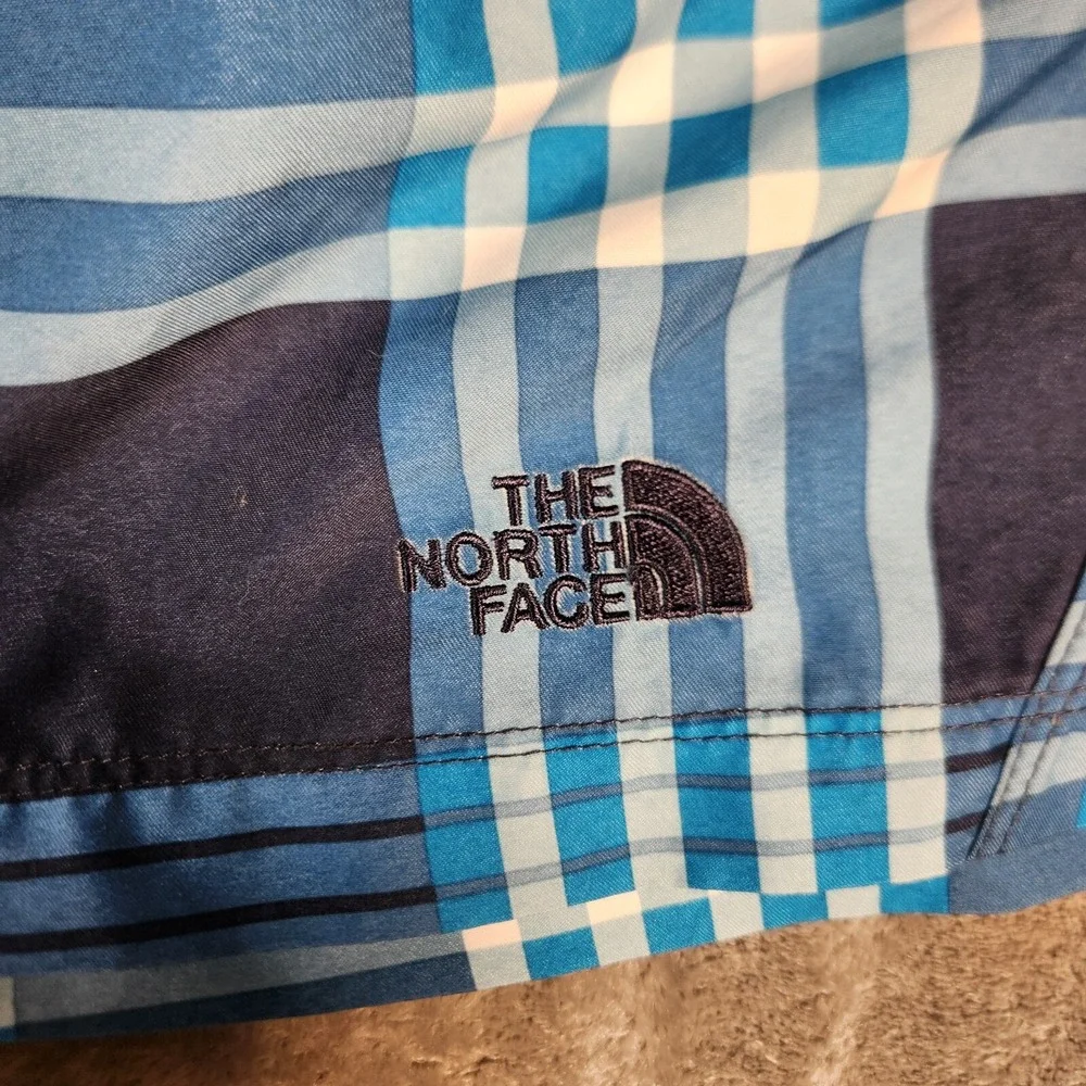 The North Face Swim Trunks Men's Large 36X8 Blue‎ Plaid Board Shorts Pockets
